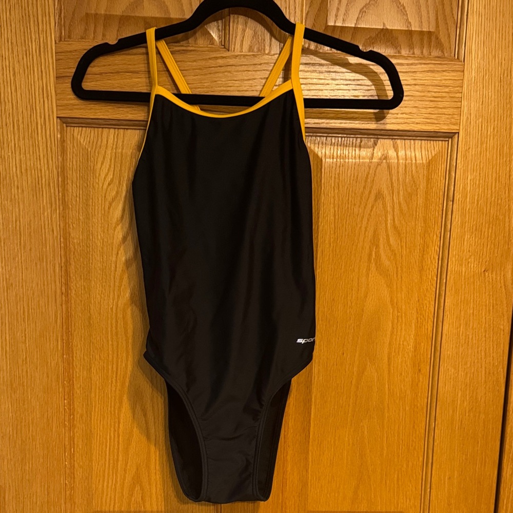 Sporti Stylish Black and Yellow Women's One Piece Swimsuit